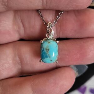Constituted Turquoise Sterling Silver Pendant Necklace